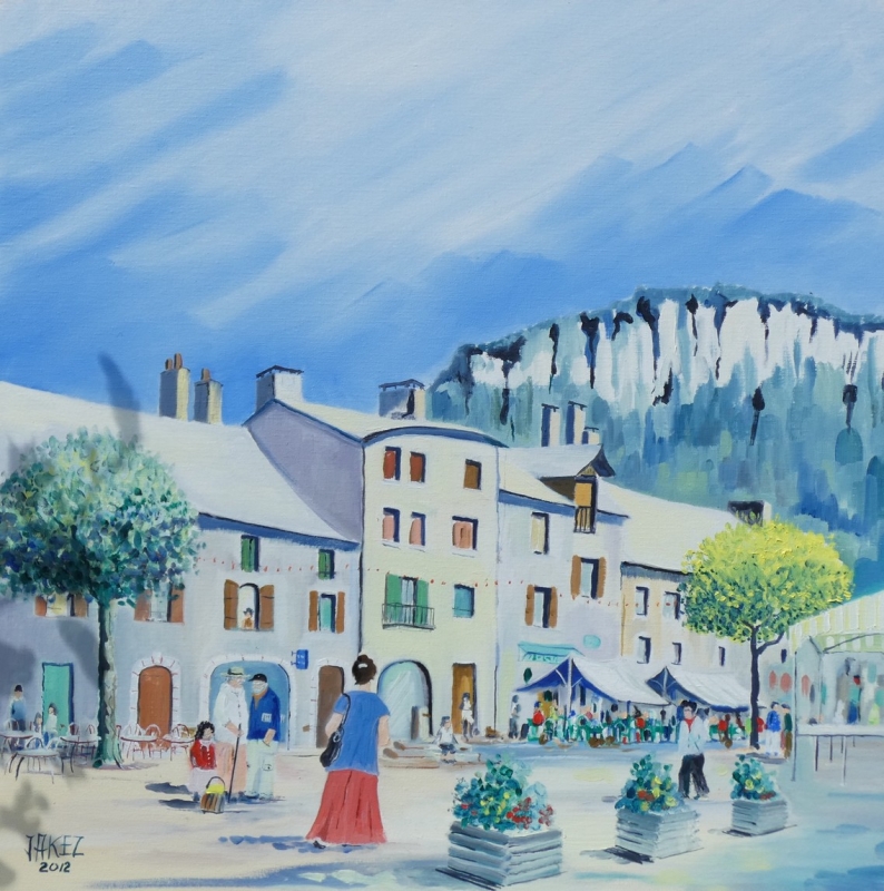 D. sur la place d'Ispagnac (Lozère)